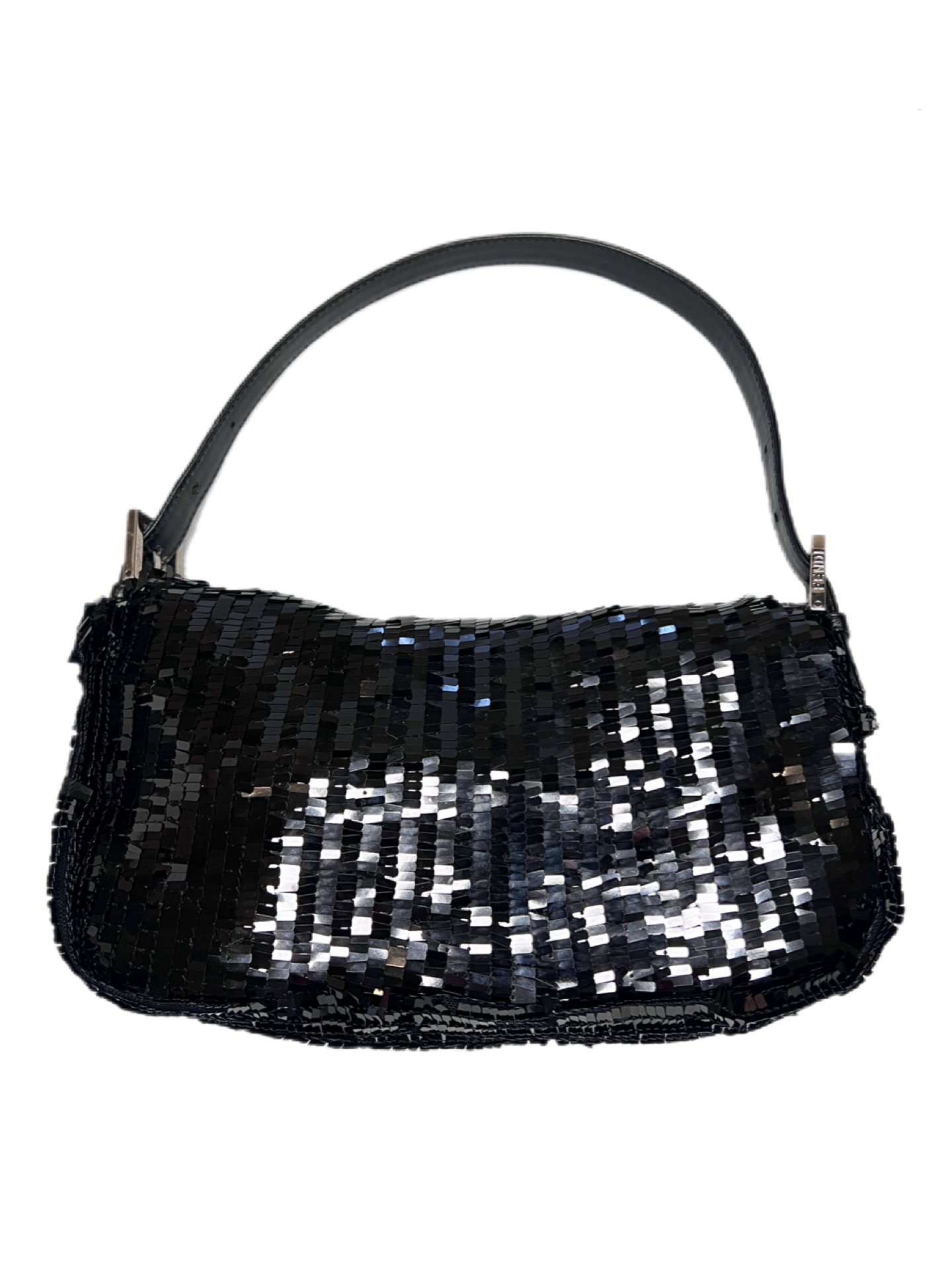 Fendi Black Glitter Sequin Baguette