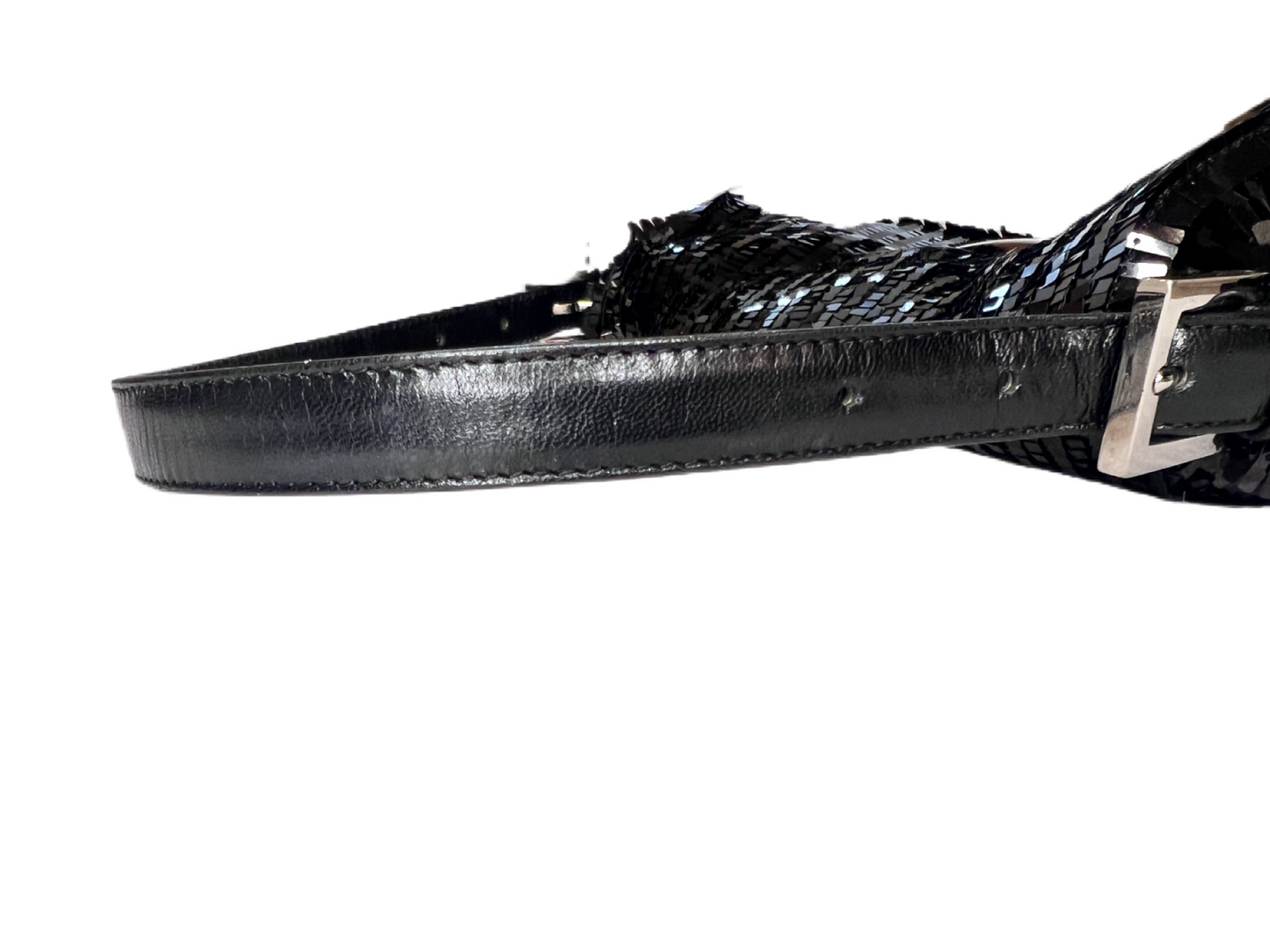 Fendi Black Glitter Sequin Baguette