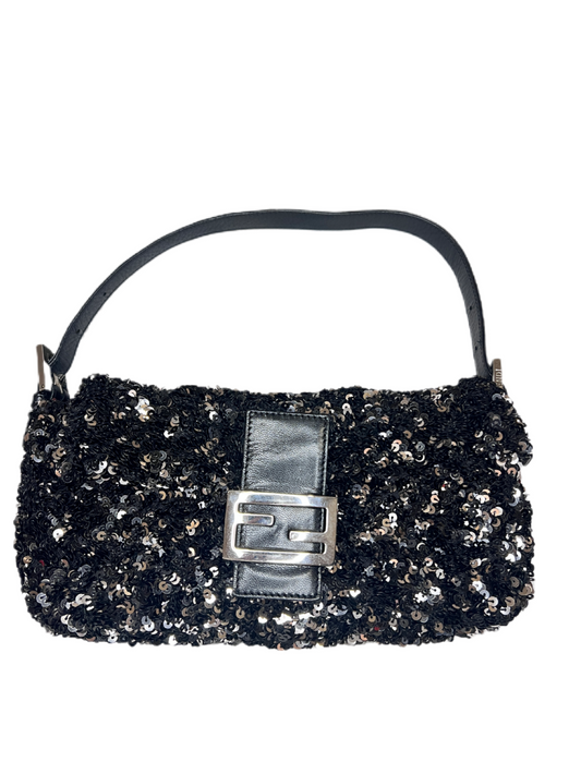 Fendi Glitter Baguette black and silver