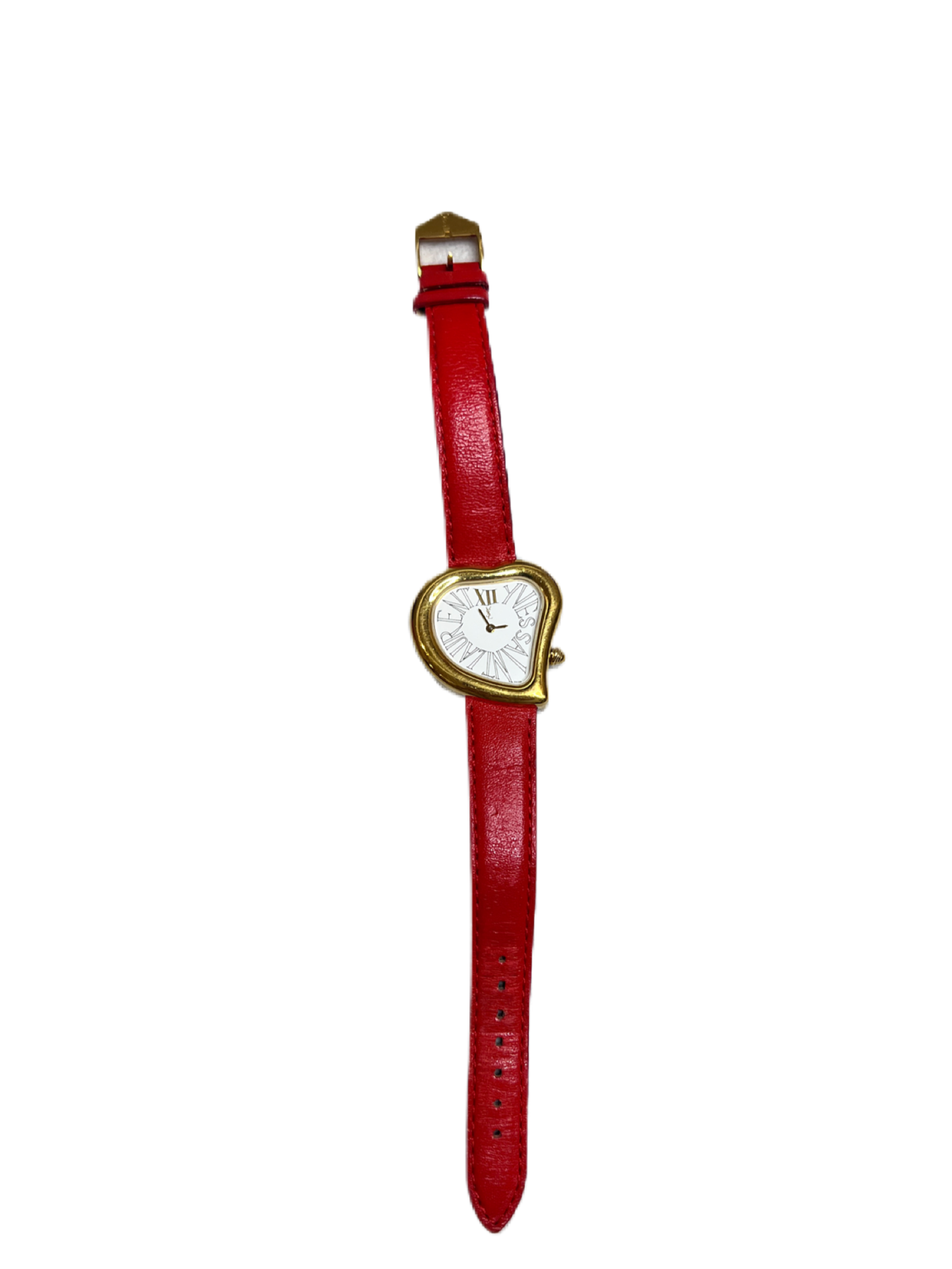 YSL Vintage Gold watch with red belt