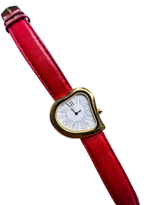 YSL Vintage Gold watch with red belt