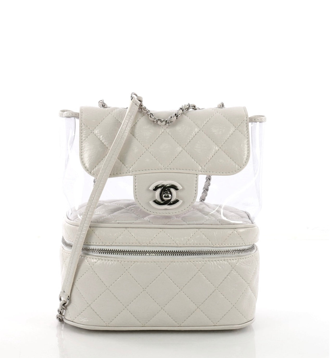 Chanel Zip Around Flap bag quilted crumpled calfskin and pvc small