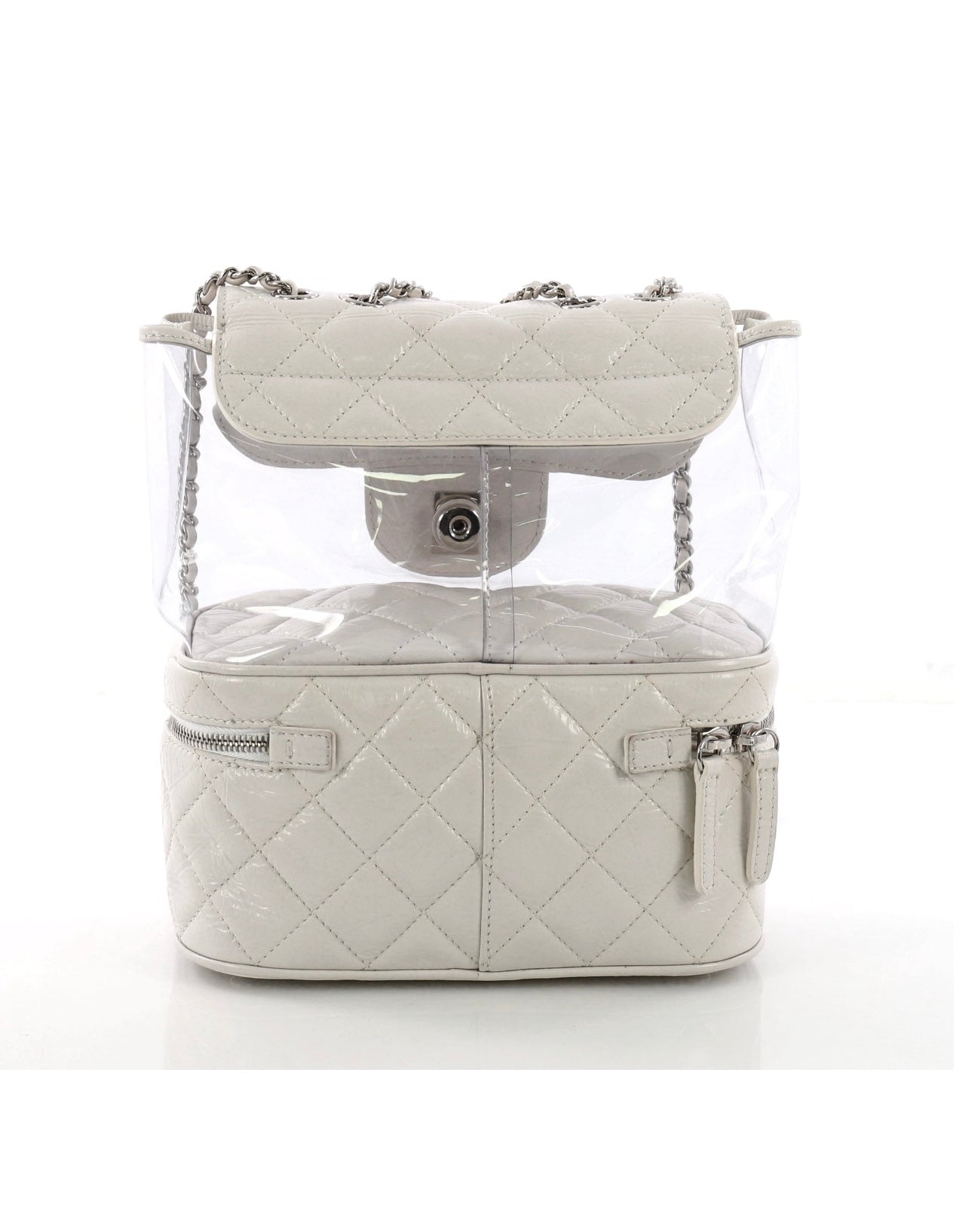 Chanel Zip Around Flap bag quilted crumpled calfskin and pvc small