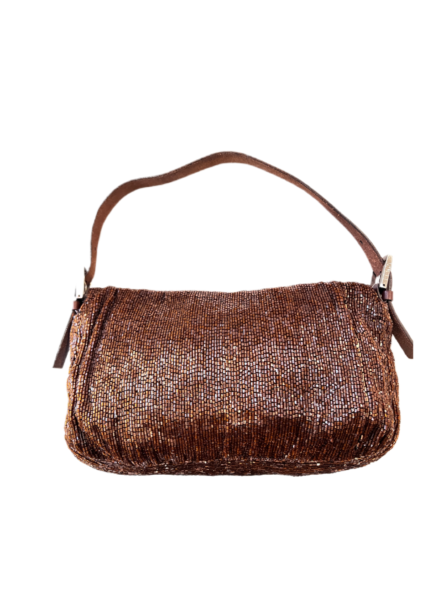 Fendi Brown Beaded Baguette Handbag