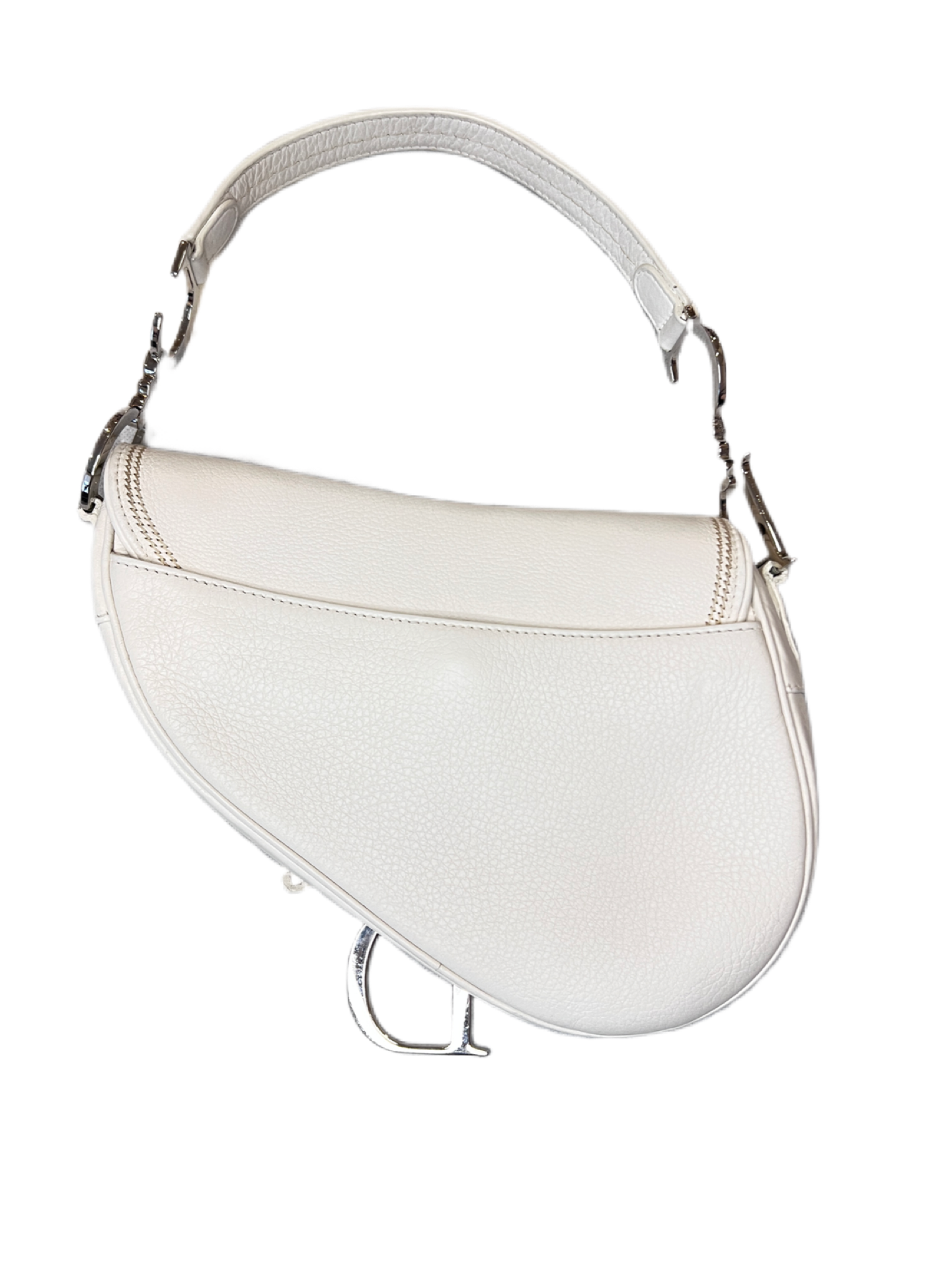 Christian Dior leather Vintage Saddle handbag in White