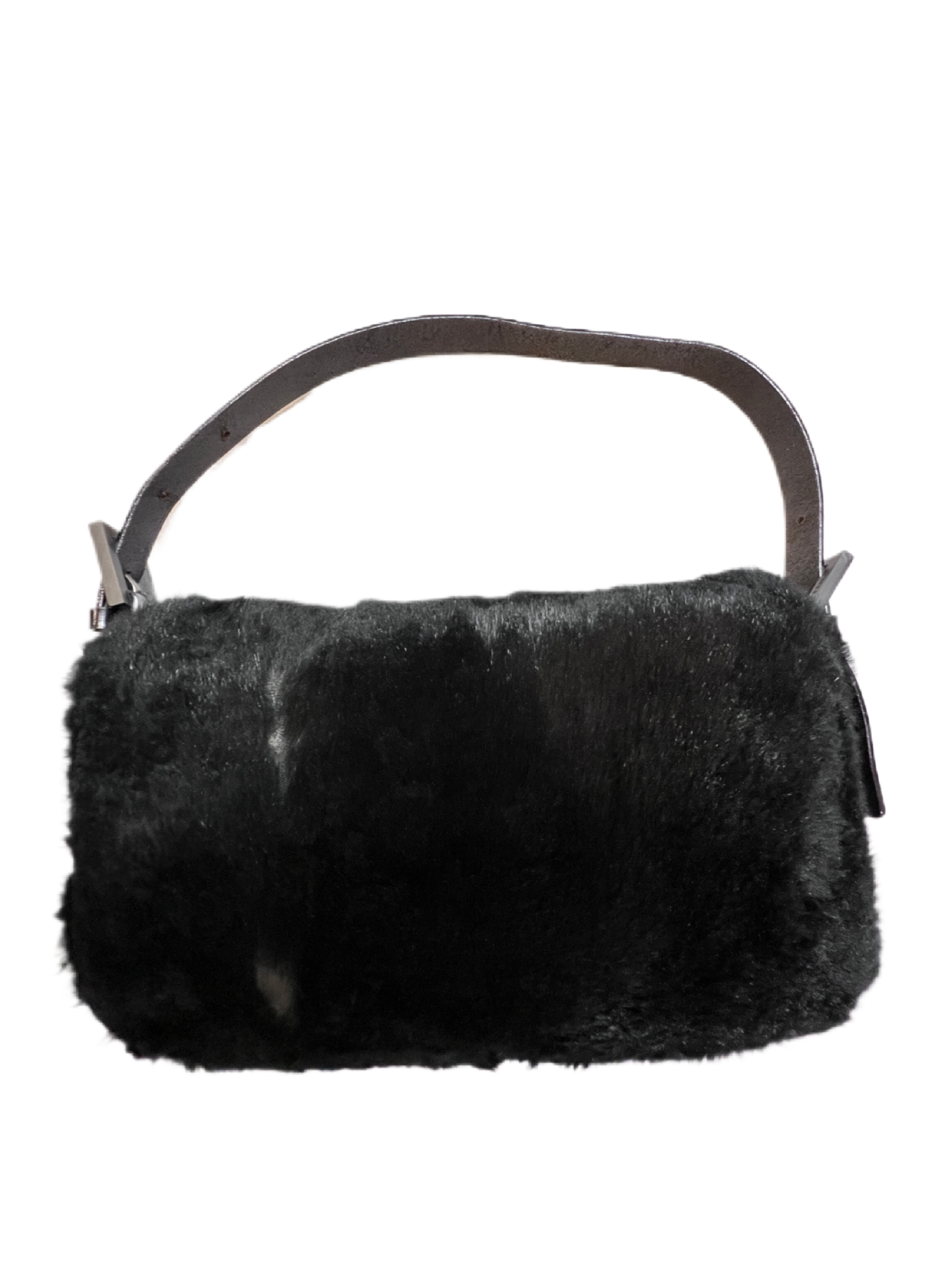 Fendi All Black Fur Baguette handbag